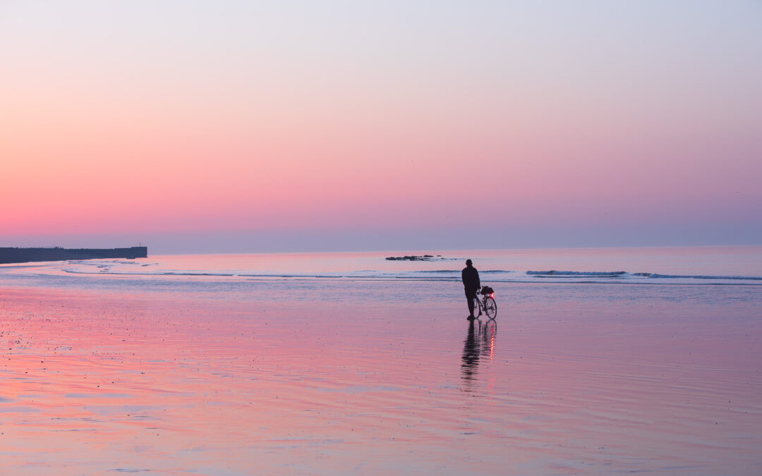 Violet Dawn and Low Tide, on the beach at Hastings